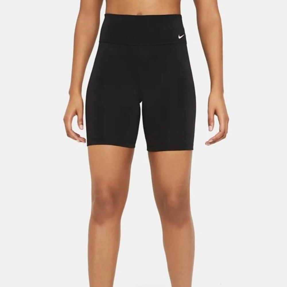 Nike dri fit black swoosh logo biker shorts women’s size small